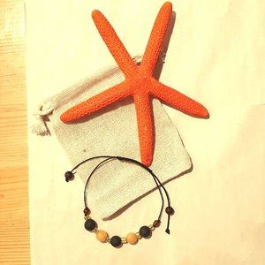 Adjustable stone bracelet - Orange Jade and Lava